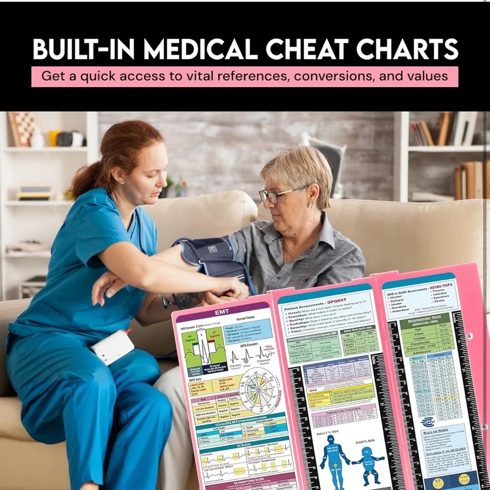 New! EMT Reference Guide with Pink Foldable Clipboard